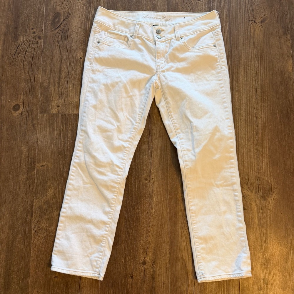 American Eagle Artist Jeans Womens 6 Regular White Stretch Low Rise Casual Boho